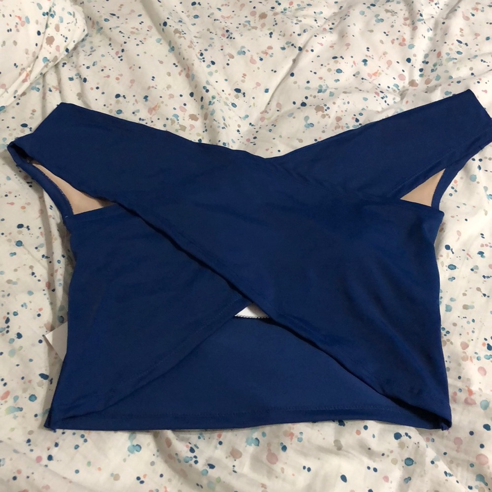 NWT Kortni Jeane off the shoulder true blue - Picture 2 of 6